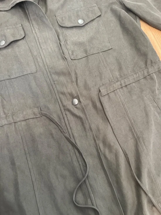 Korye Olive Green Zip Up Utility Lightweight Jacket w/ Cargo Pockets Size Med - Picture 7 of 10